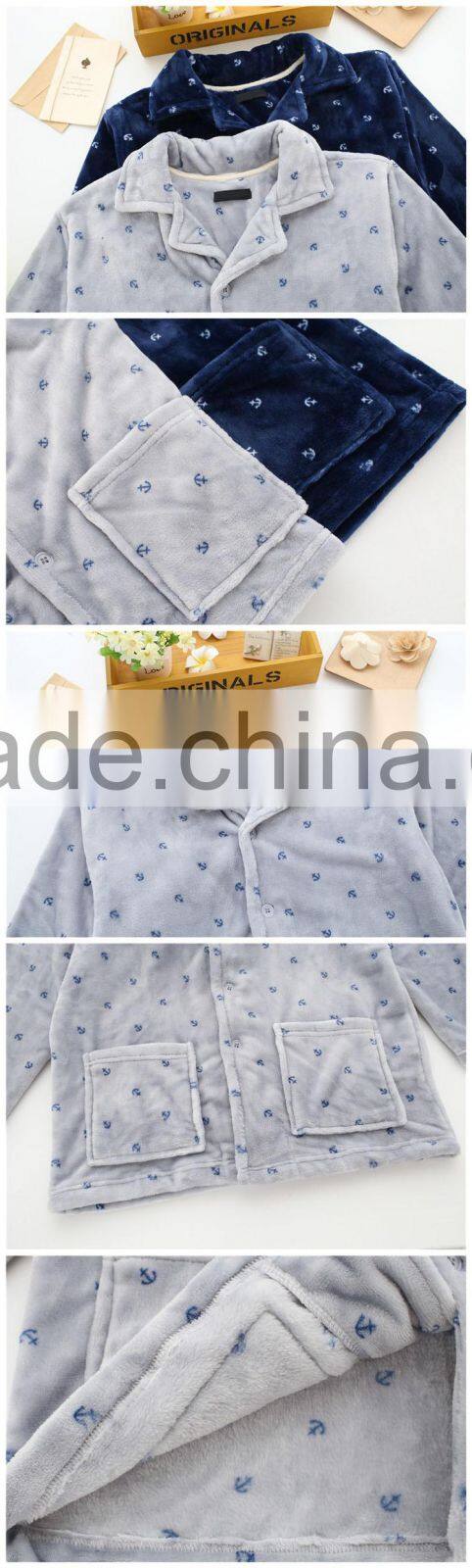 Wholesale Breathable flannel custom design sleepwear mens pajamas