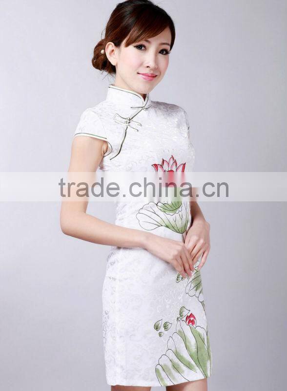 China manufacturers wholesale sleeveless satin cheongsam