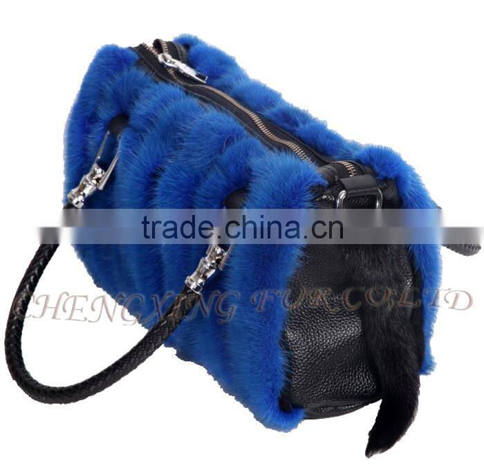 CX-H-57B New Fashion Women Hand Bags Printed Mink Fur Satchel