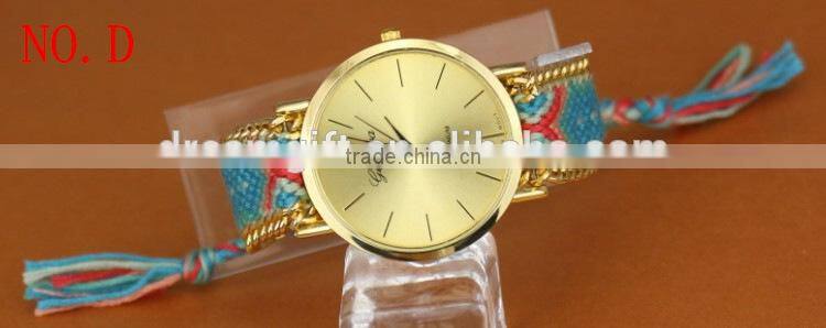 2015 DIY handmade braided rope watch Korean exquisite rainbow bracelet watch