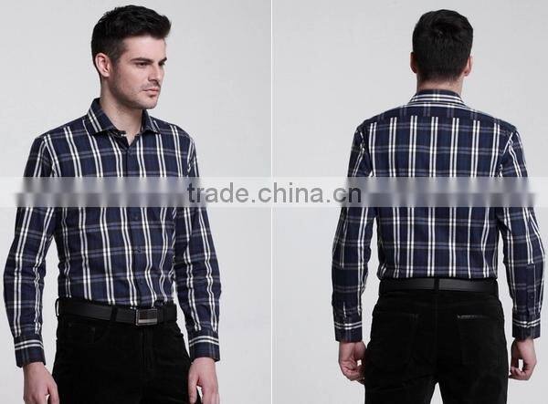 2015 mens long sleeve plaid dress shirts