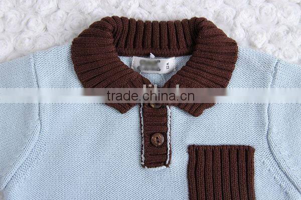 Trim contrast color knitwear modern poloshirt collar sweater pullover