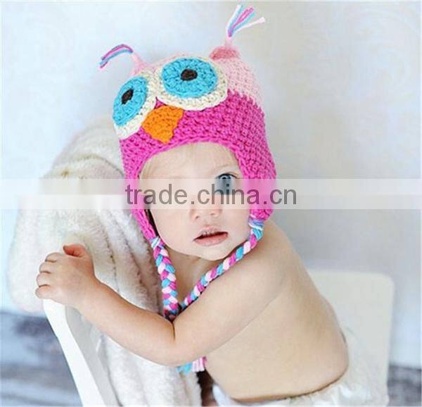 Fashion pattern free baby handmade owl crochet hat