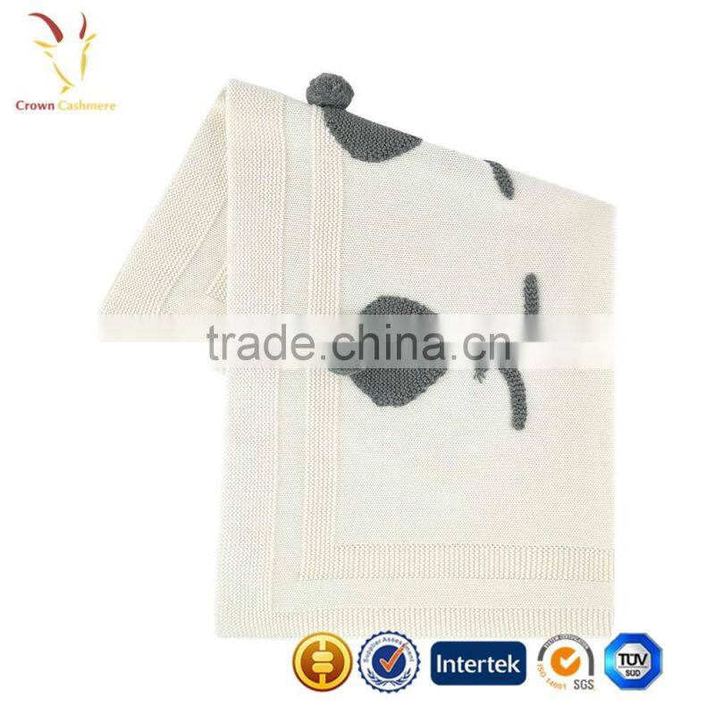 Rabbit Design Merino Wool Baby Blanket,Custom Knitted Baby Blanket