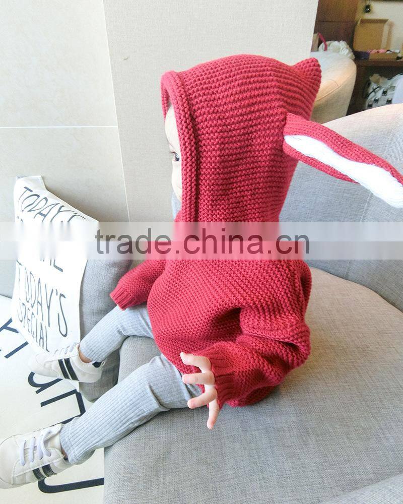 0-3 years 2017 New Wholesale Autumn Cotton Knitted Full Sleeves Baby Boys Girls Hooded Sweaters (pick size )