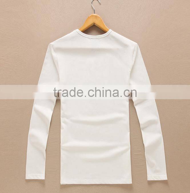 pure white simple ladies 100% cotton long sleeve t-shirt