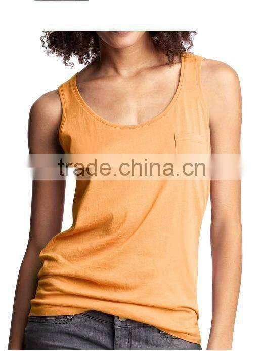 COTTON KNITTED WOMEN'S TANK TOP WITH FLOWER TRIM