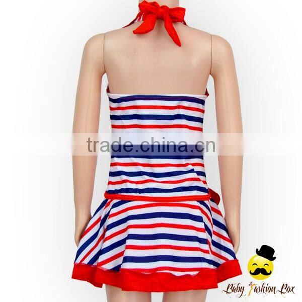YZA-002 Yihong Cute Stripe Stylish Little Girls Sleeveless Bow Dress Designs Swimsuit Onesie Kids Swimming Wear