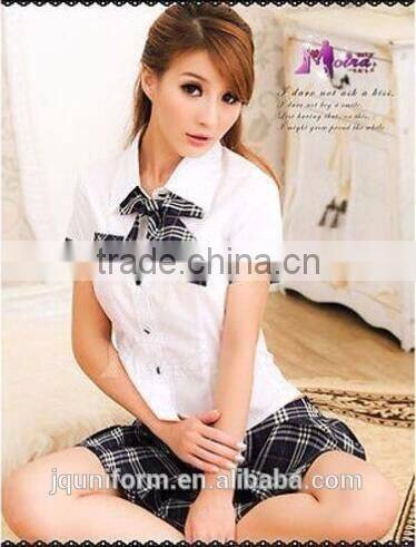 Juqian 2016 Young girl sexy school uniform pleated skirt and lace shirt beautiful adult sexy school girl uniform