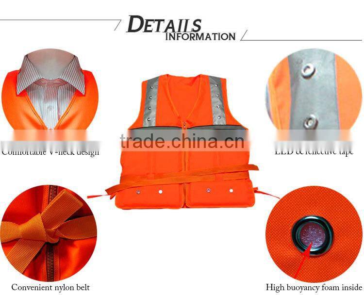 Kids LED orange life preserver lifejacket inflatable life vest