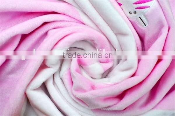 Plain Animal Embroidered Double Color block baby soft thick fleece blanket