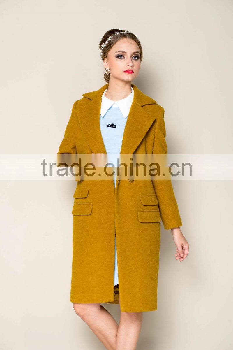 2015 winter latest trendy women thick korean green custom coat, ladies' long coat
