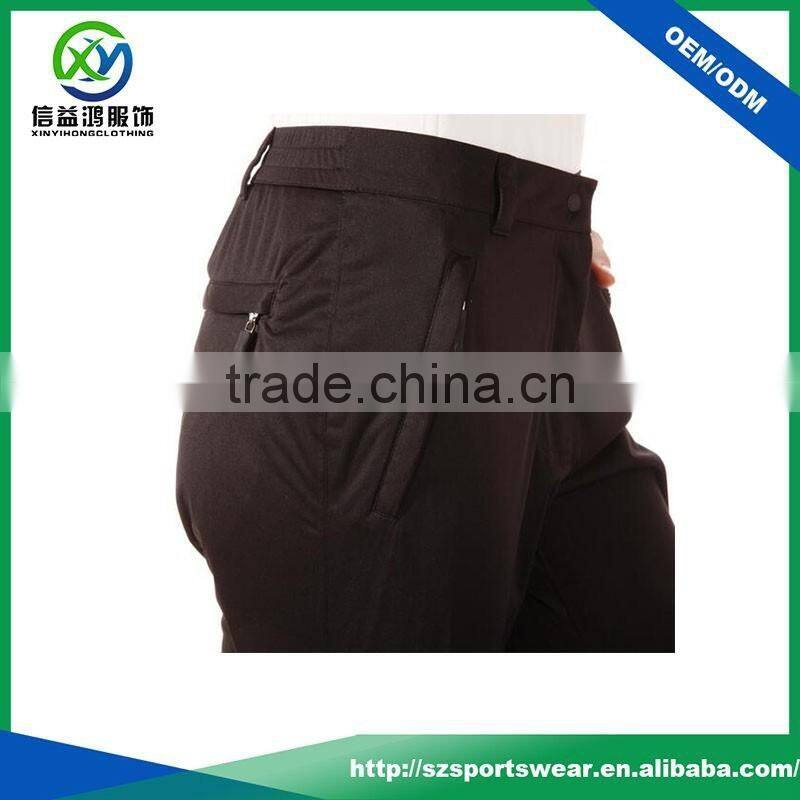 2016 Popular design black color 100% polyester waterproof adjustable leg golf pants ,track pant ,sports trousers for women