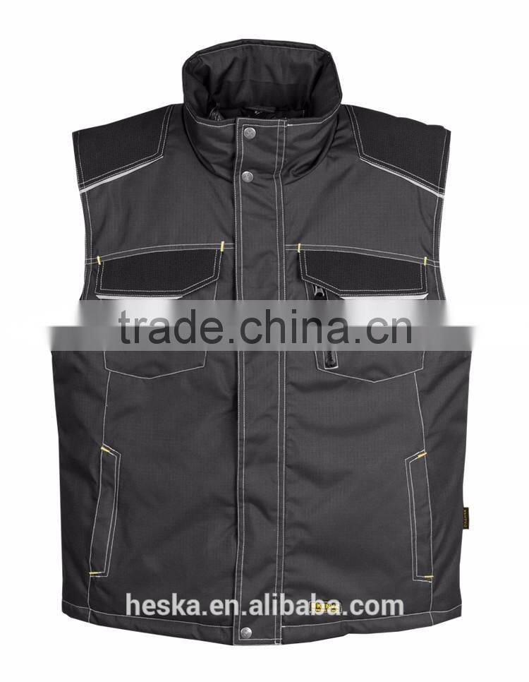 Oxford blue quilted padded bodywarmer mens safety waistcoat with waterproof