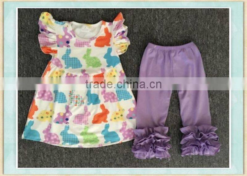 2017 factory wholesale hot sale girl's summer Thanksgiving chicken design suit clothing