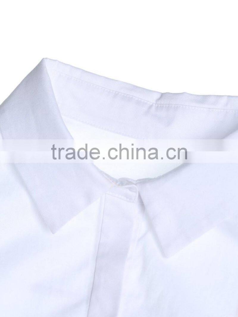 womens 100% cotton long sleeve half placket falbala casual dress