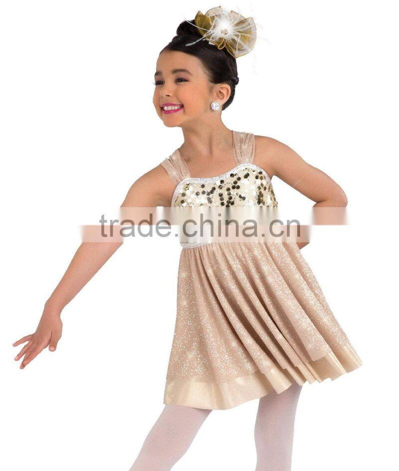 2016 - children plain gold beautiful white middle soft cheap dress