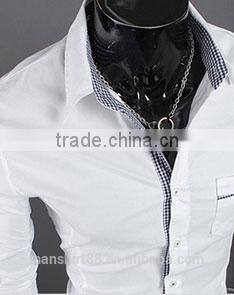 men's stylish contrast color slim fit oxofrd formal shirt