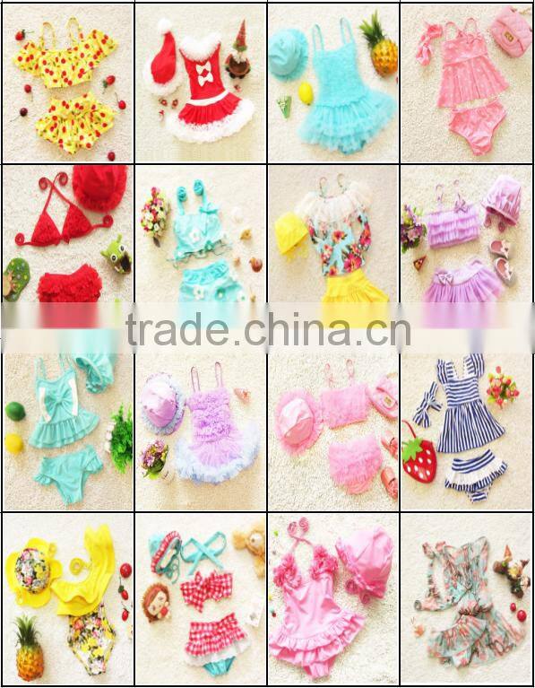 2017 Cute Cherry-print Two Pieces For Kids Girls Swimwear
