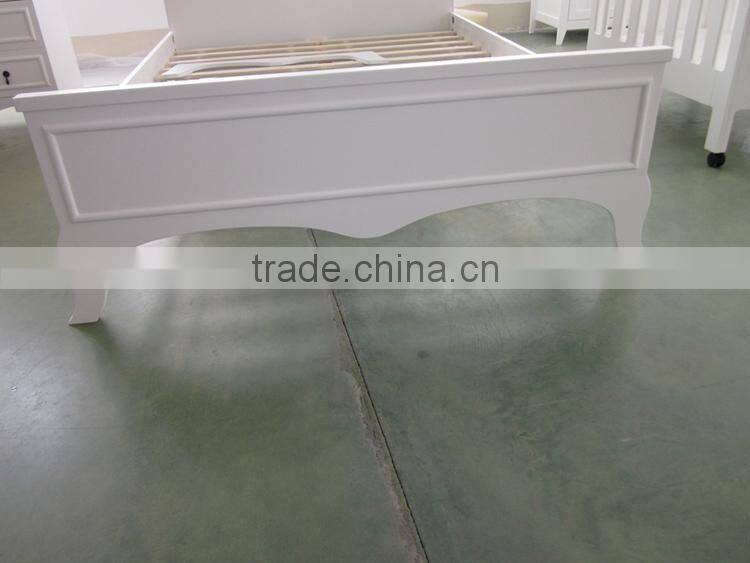 Best selling high quality white color solid wood double bed chinese beds