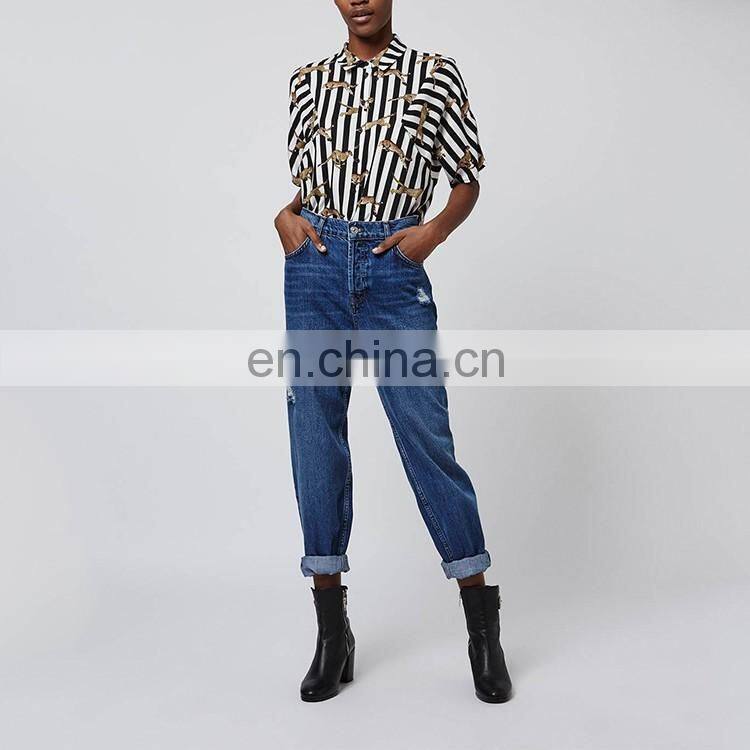 2016 Fashion Chic Striped Dolman Top Women clothing