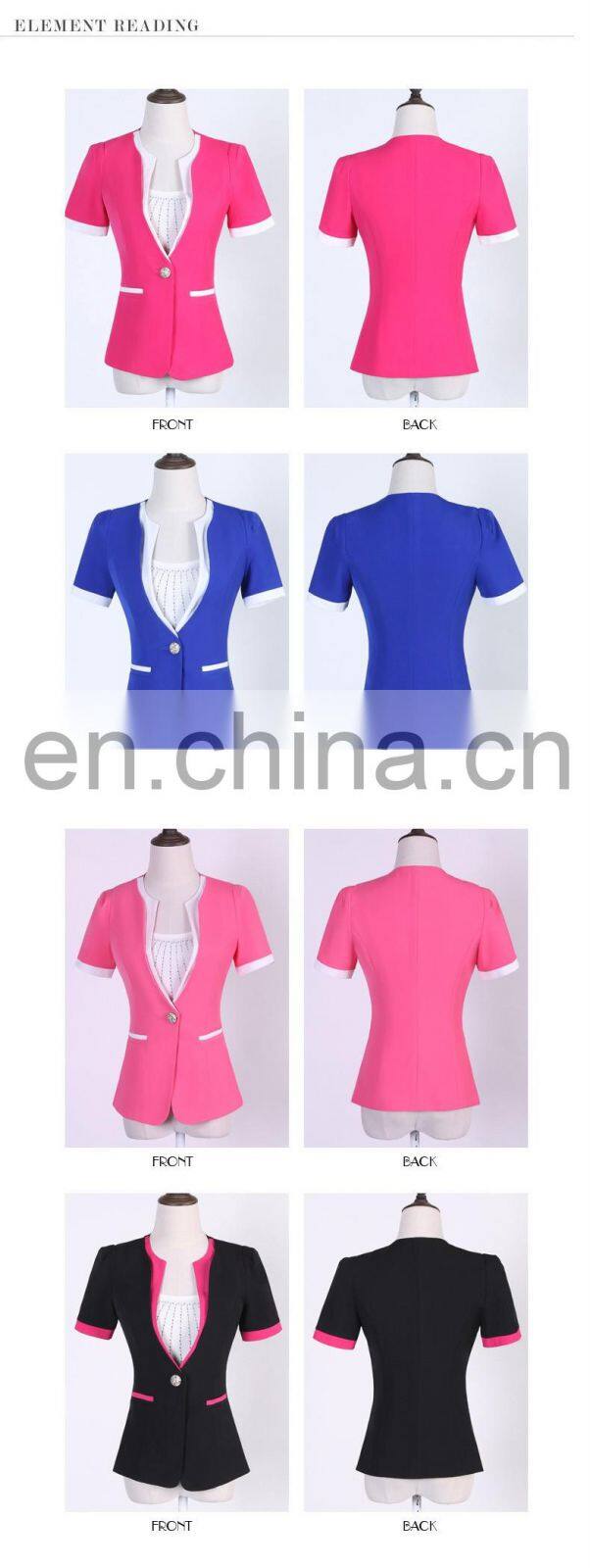 Brand Quality Slim Fit Splice Single Button Multicolor Ladies Girls Wear Suit Office Uniform Professional Manufacturer