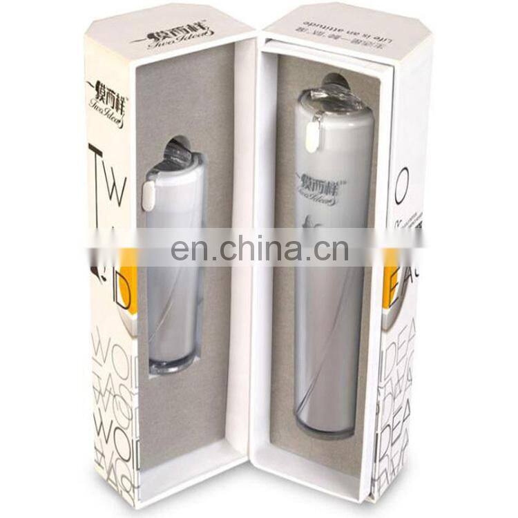 Wholesale Custom Made Recycled cylinder shape white cardboard paper box with sponge insert for glass packaging