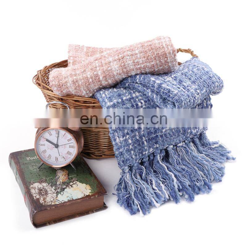 Wholesale High Quality Soft Pink Throw Blanket With Tassels For Home