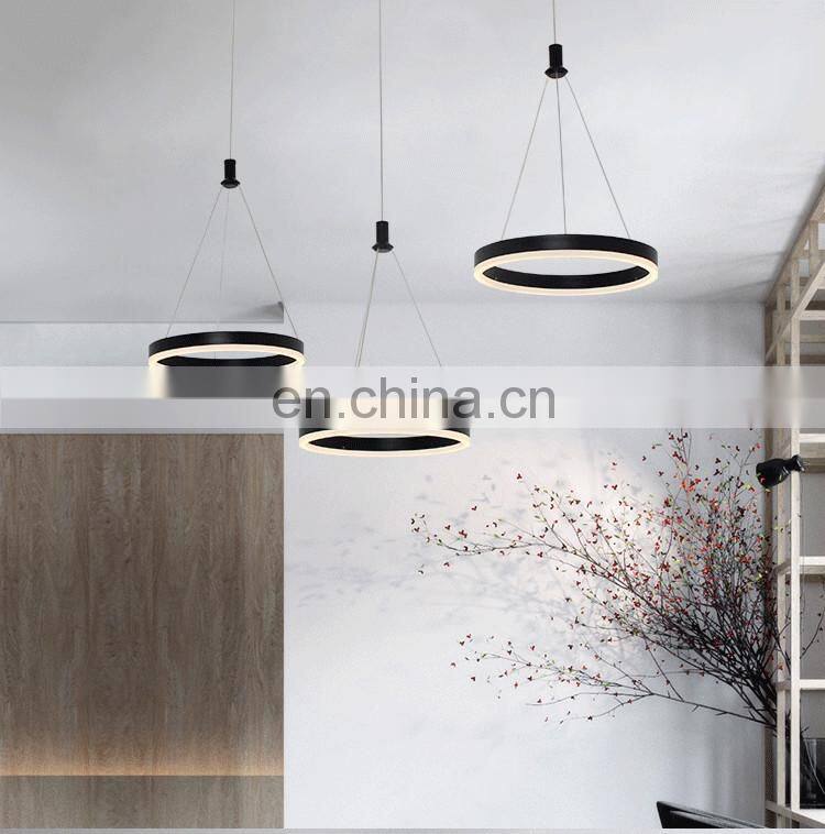 Restaurant chandelier three head simple modern restaurant lamp creative art LED strip dining room lamp black table lamp