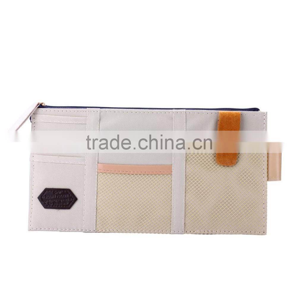New Multi-purpose Auto Car Sun Visor Organizer Pouch Bag Card Storage Holder Beige