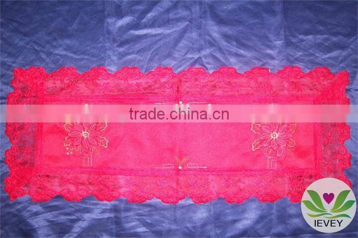 hot selling sateen Christmas tablecloth patterns hotel ribbon embroidery tablecloth lmzc1003(2)