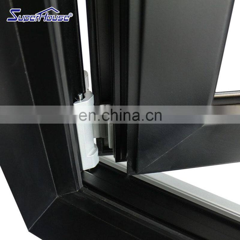 Superhouse Aluminium Black Threel Panels Vertical Bi-folding Windows For Kitchen
