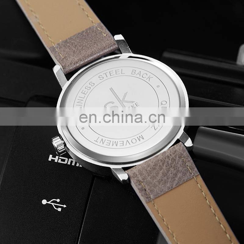 SHENGKE Dropshipping Men Blue Gray Black Leather Watches Luxury Male Sport Rome Watches Gift Christmas