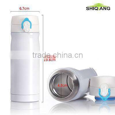 350ml Stainless steel vacuum insulated thermos bottles with push button and with color finishing