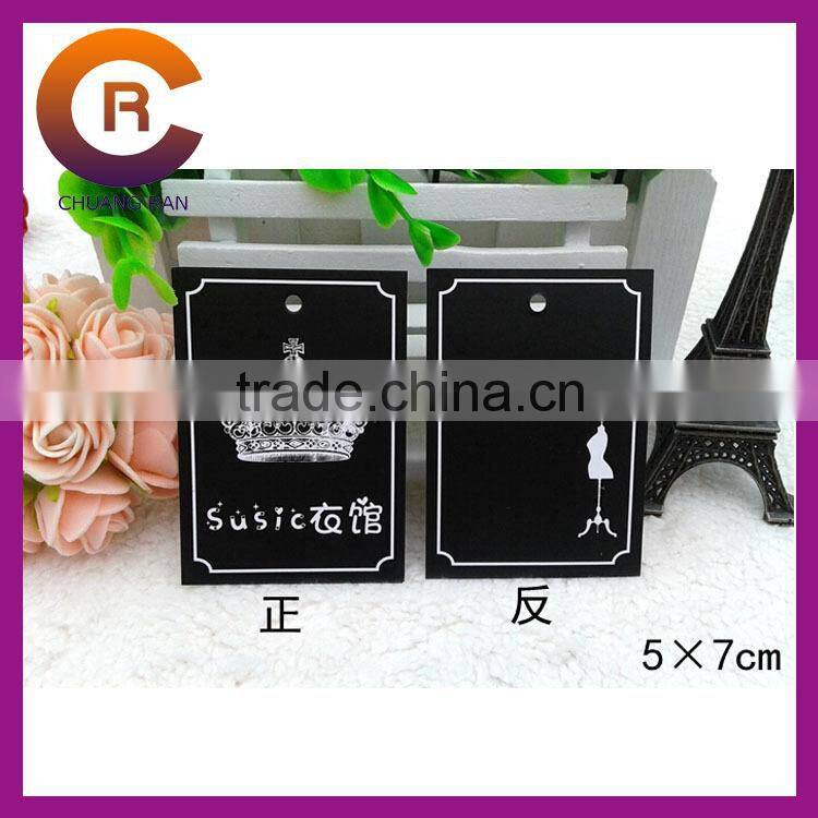 Black cheap thicker paper custom elastic string tags