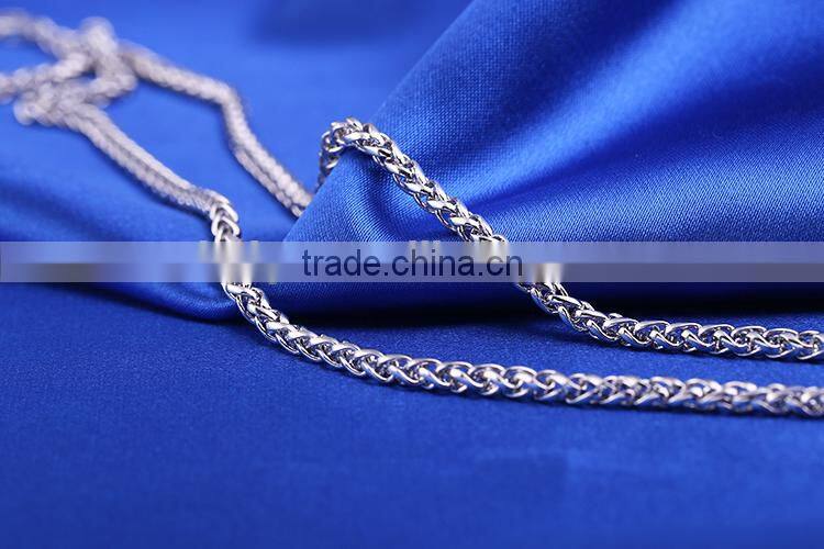 2015 fashion jewelry rhodium plated brass chain twisted necklace