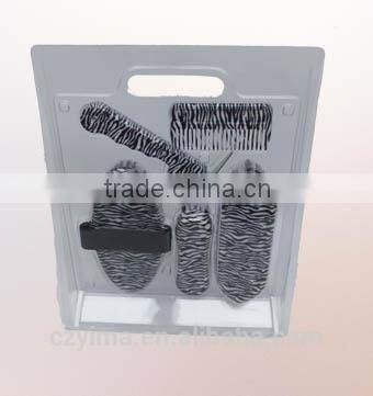 New arrival ~ 5 pieces colored pattern horse grooming kit with blister/flower