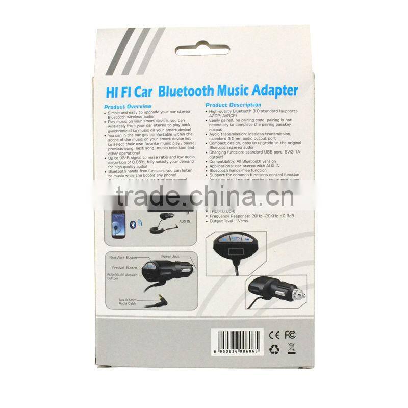 Wireless receiver box bluetooth car aux in adapter with 3.5mm jack, aux bluetooth receiver car