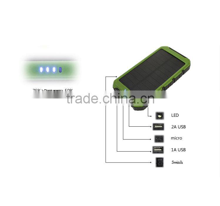 Popular hardstyle 10000mah mobile solar charger