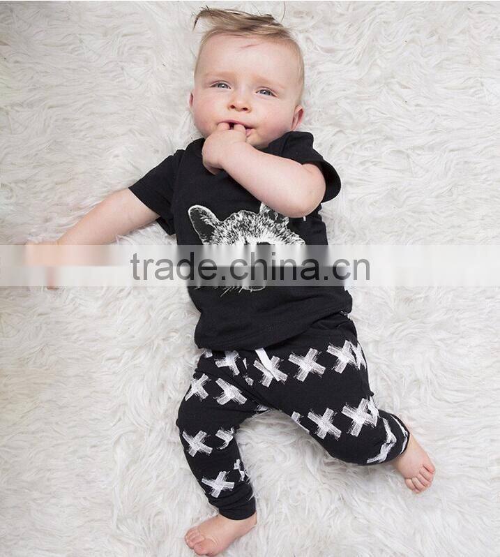 2016 INS Fashion baby boy clothing set kids cotton suit set fox printed cute baby clothes