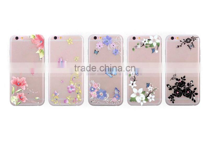 Ultra-Slim Glow In the Dark Mobile Phone Cases Luminous Plastic TPU Back Butterfly Flower Case for iPhone 6S 5 Plus
