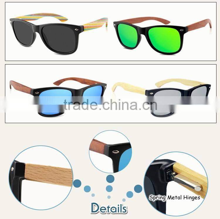 Fashion accessory skateboard wooden sunglasses with plastic frame