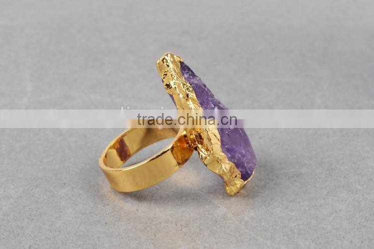 Natural rough stone arrowhead amethyst ring