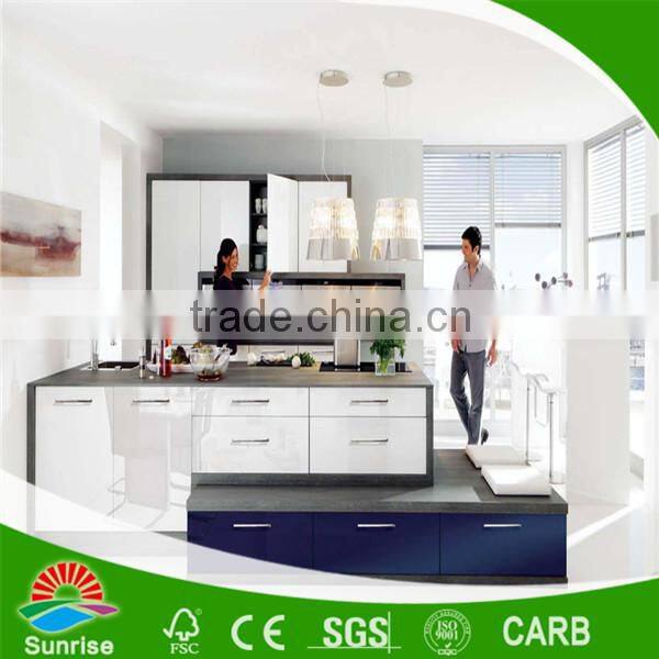 PVC wood grain kitchen cabinets/vinyl wrapped kitchen cabinet doors