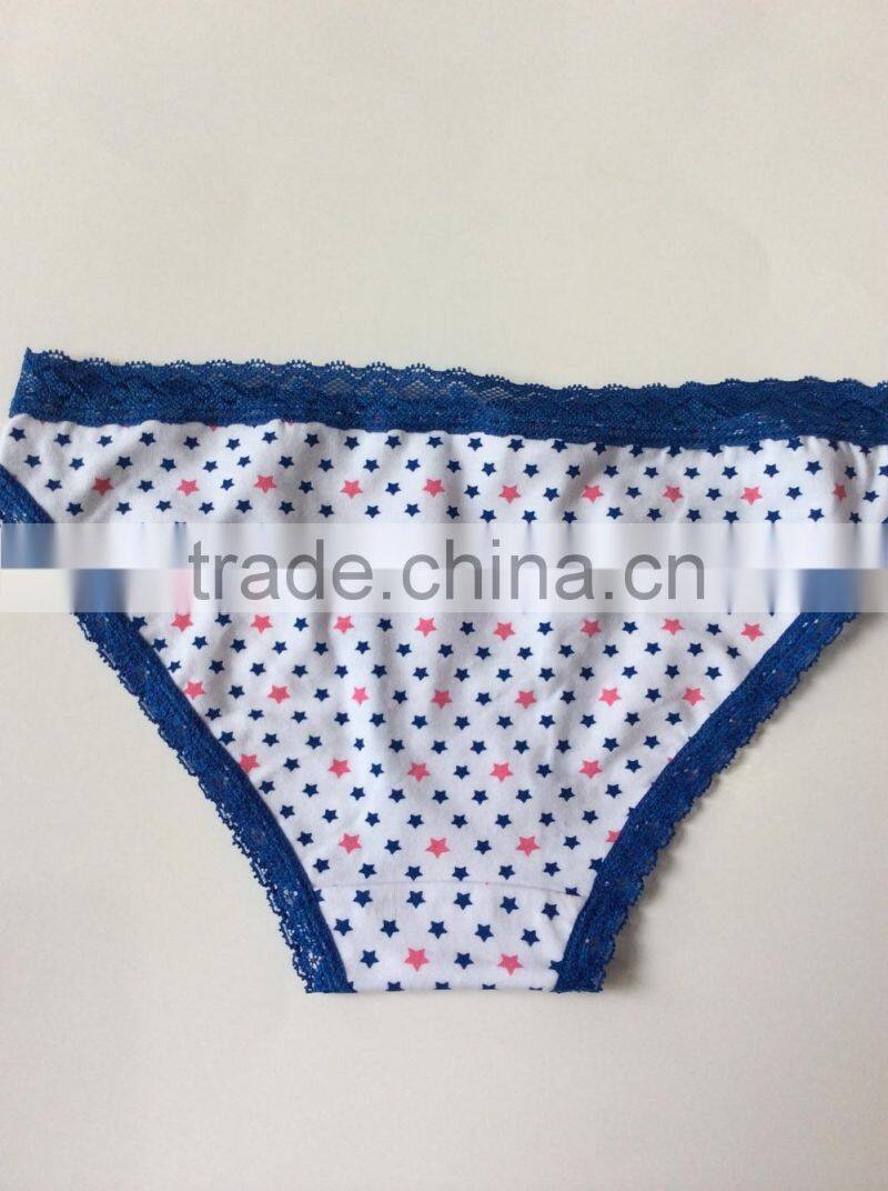 2015 Hot Sale Top Quality Brief Samll Star Underwear Newest Girl Underwear