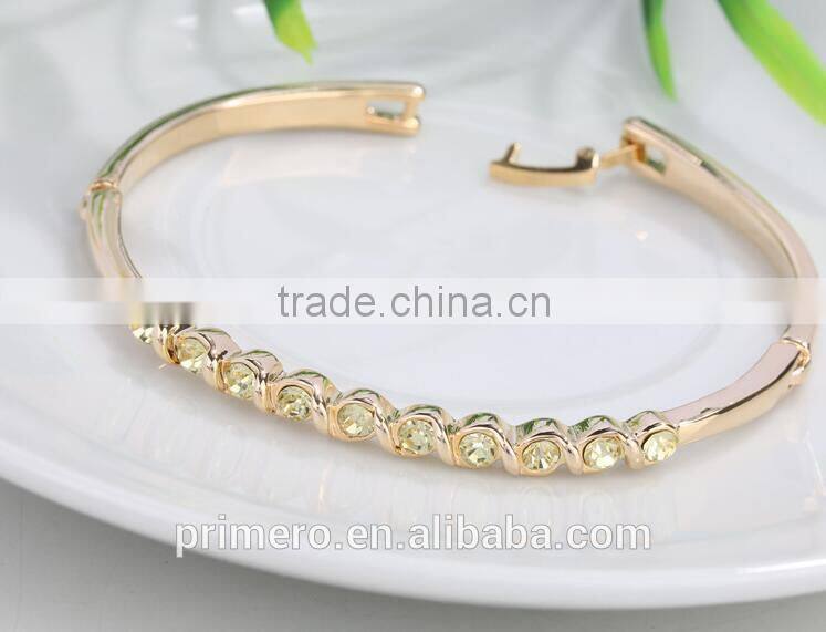 Fashion colorful crystal Bangles Silver Gold Plated bracelet for women wedding jewelry