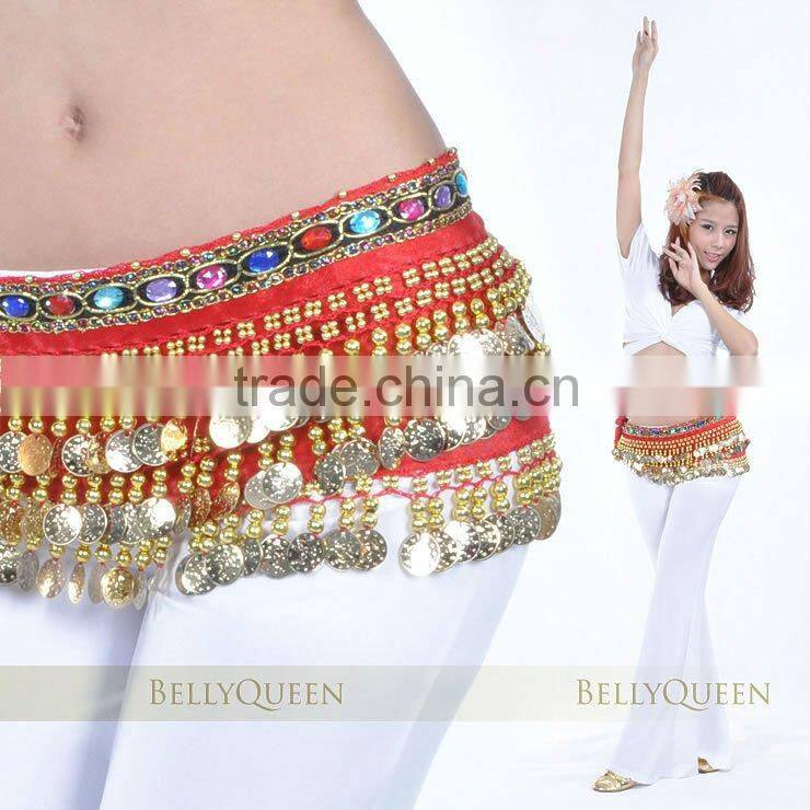 Velvet belly dance gold coins belt More Colors ,BellyQueen