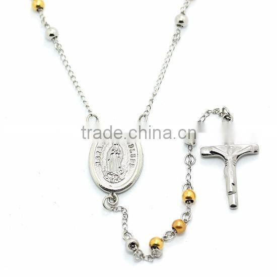 christian prayers rosary gold in stainless steel cross religious pendant beads wholesale rosario argentina pray to god