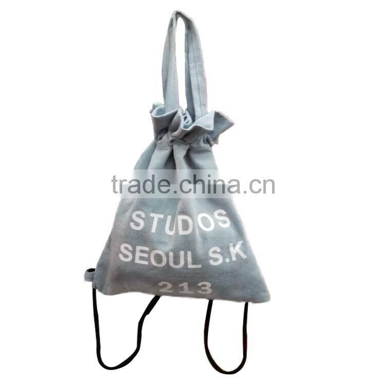 Multipurpose Jean material shopping bag drawstring tote shopping bag handbag