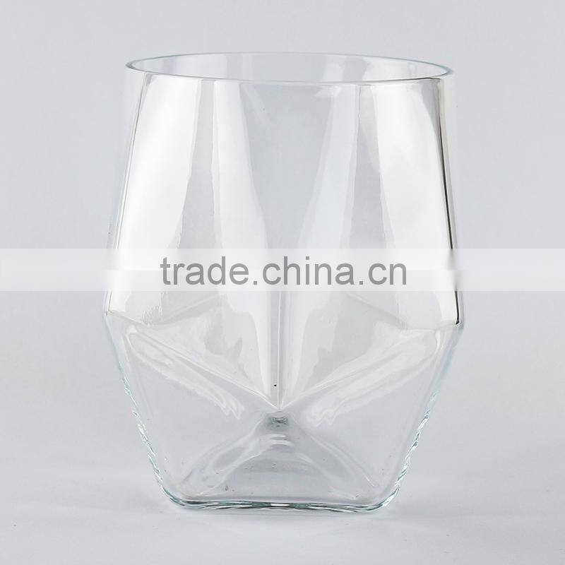 Special unique customized size clear tranparent popular model leadfree diamond shaped shot whisky glass